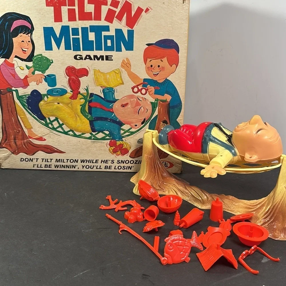 Vintage 1969 Tiltin’ Milton Game by Ideal – Balance Skill Game with Pieces